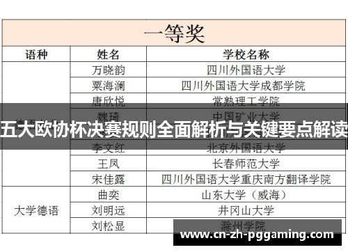 五大欧协杯决赛规则全面解析与关键要点解读